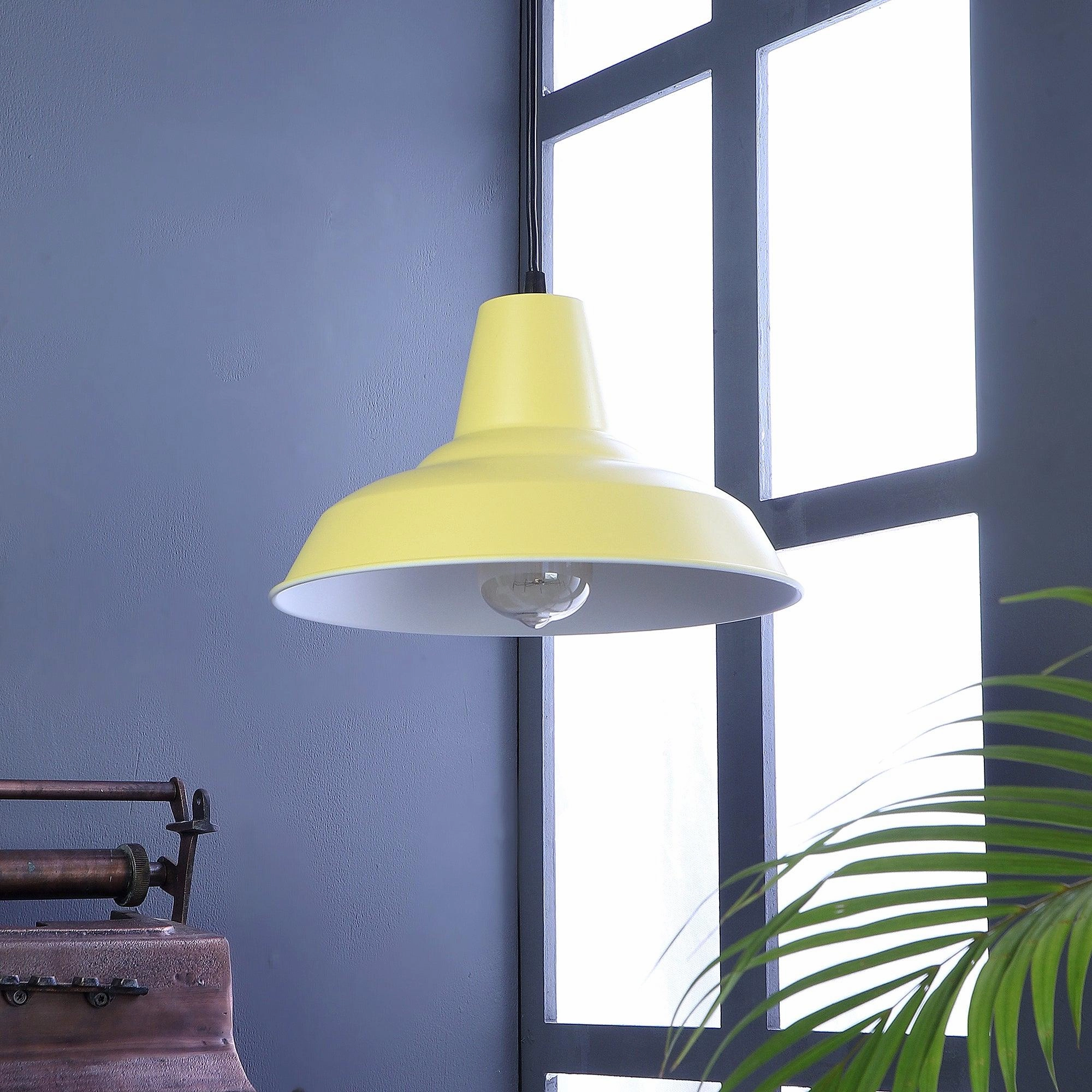 Opi Minimal Pastel Yellow Metal Single Hanging Light by SS Lightings contemporary ceiling fixture