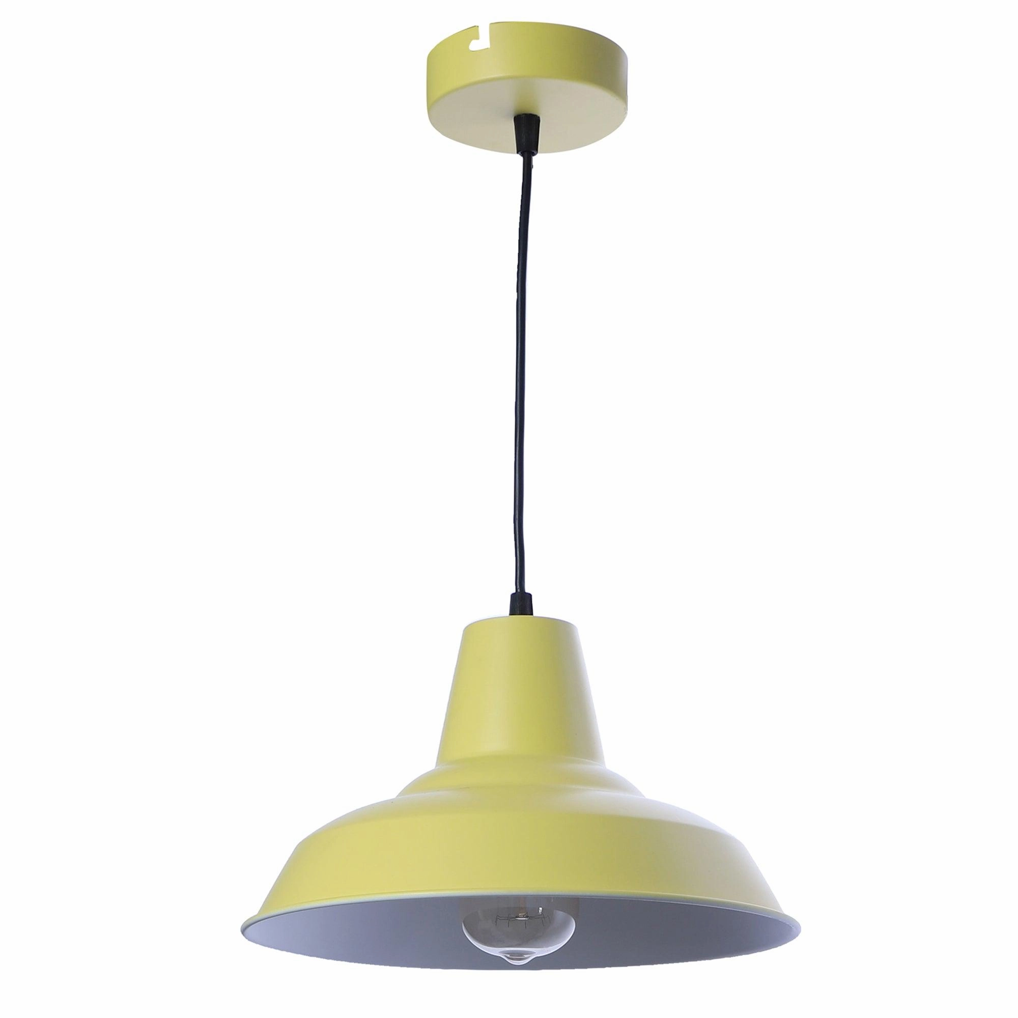 Opi Minimal Pastel Yellow Metal Single Hanging Light by SS Lightings
