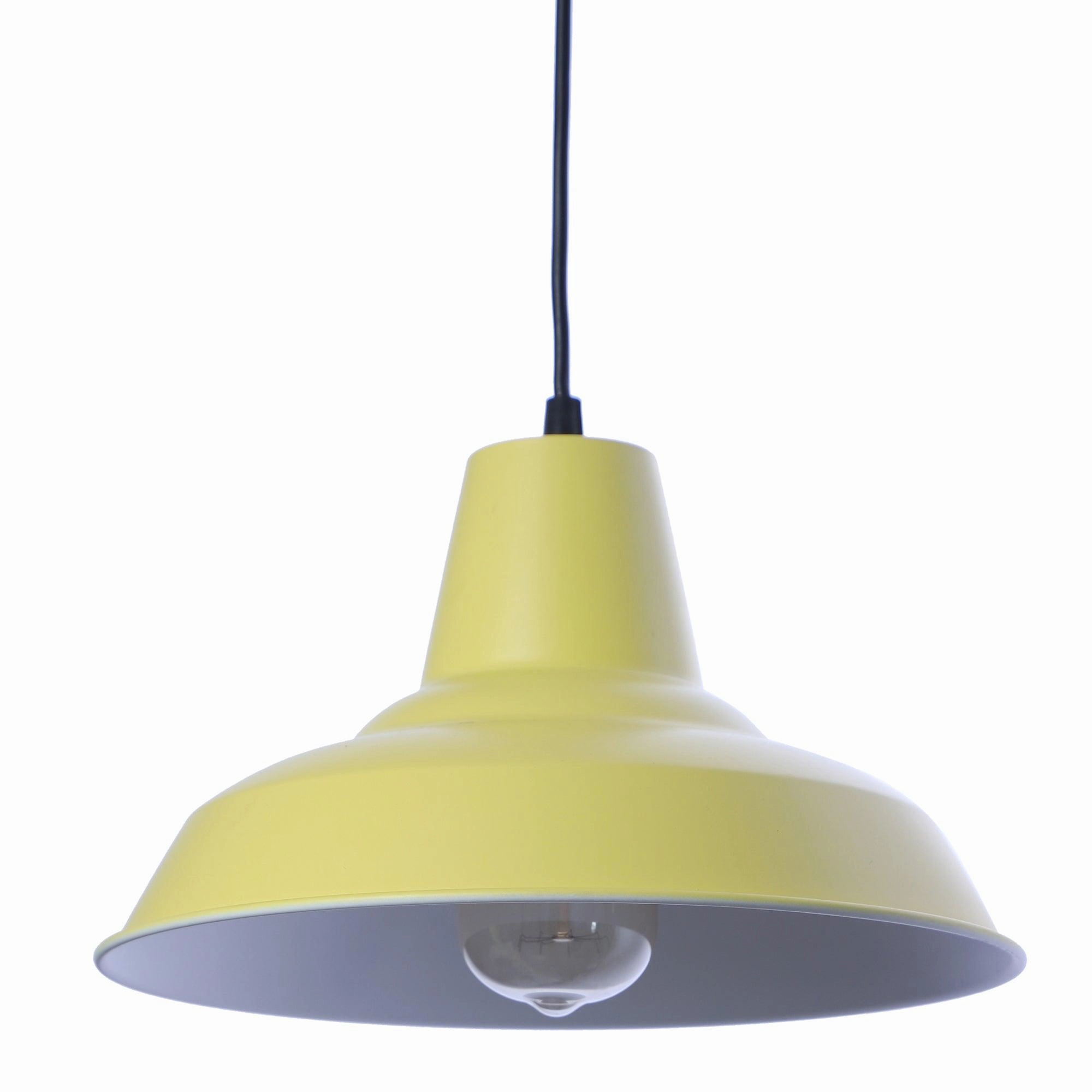 Opi Minimal Pastel Yellow Metal Single Hanging Light by SS Lightings