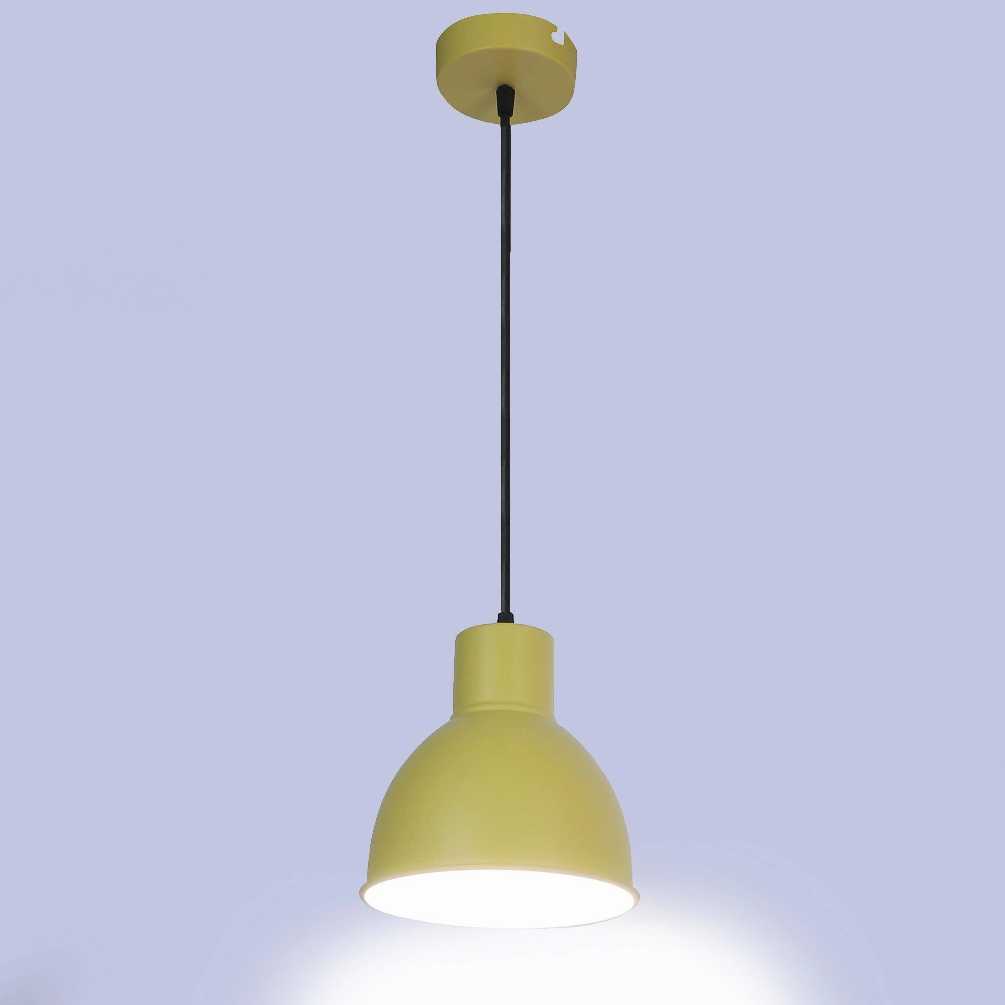 Opi Minimal Pastel Yellow Metal Single Hanging Light by SS Lightings