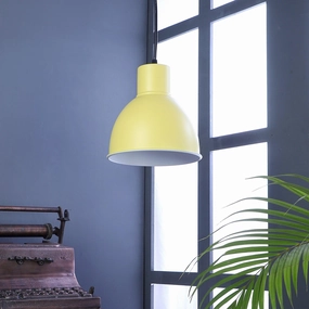 Opi Minimal Pastel Yellow Metal Single Hanging Light by SS Lightings contemporary ceiling fixture