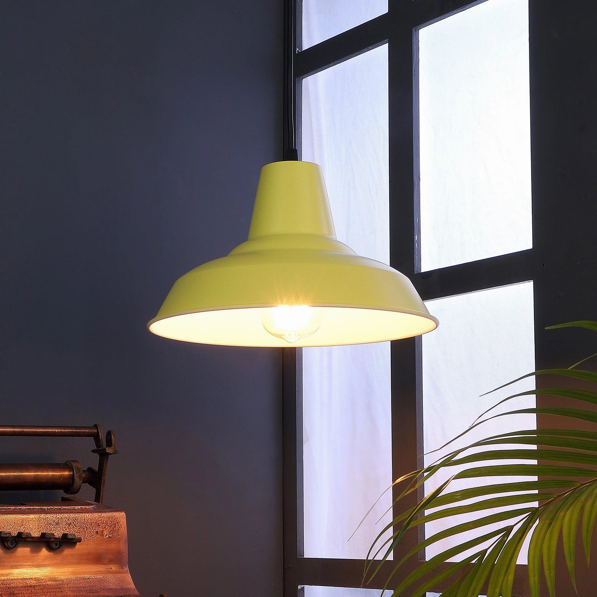 Opi Minimal Pastel Yellow Metal Single Hanging Light by SS Lightings