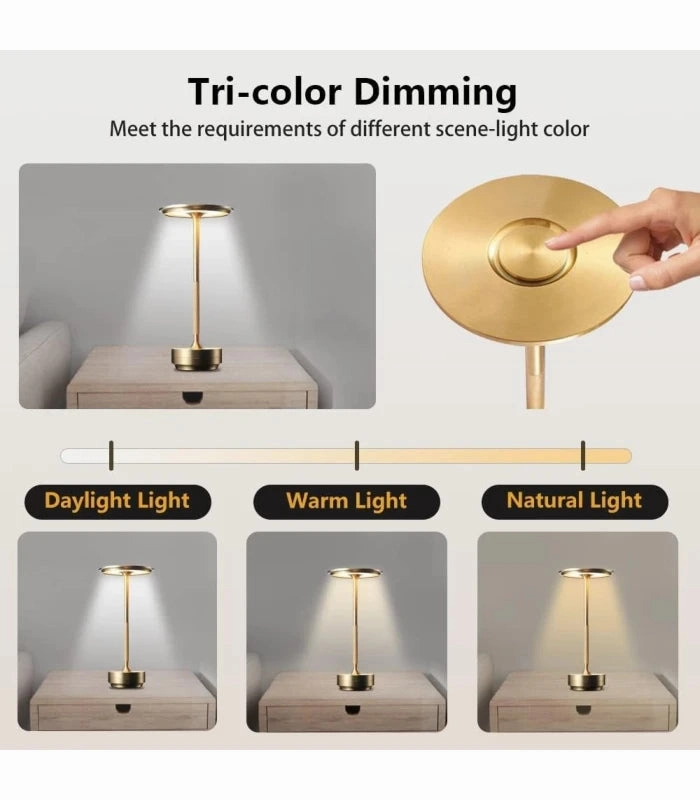 Opladelig LED bordlampe Inde/ude - Guld
