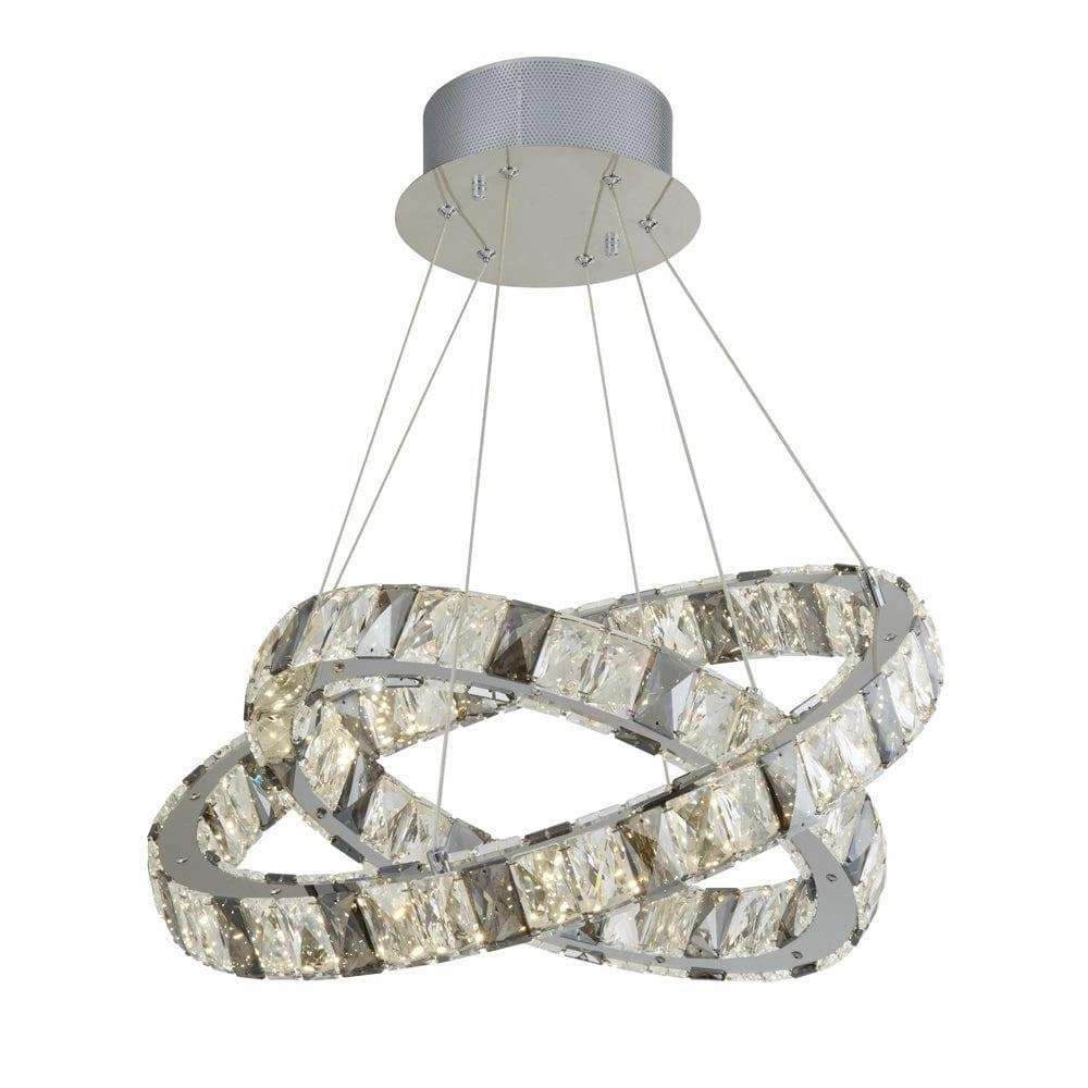 Optica 2 Ring LED Clear & Smokey Crystal Ceiling Pendant minimalist ceiling light