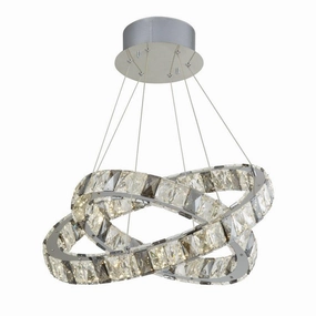 Optica 2 Ring LED Clear & Smokey Crystal Ceiling Pendant minimalist ceiling light