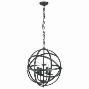 Orbit 4 Light Cage Frame Orb Black Ceiling Pendant minimalist ceiling light
