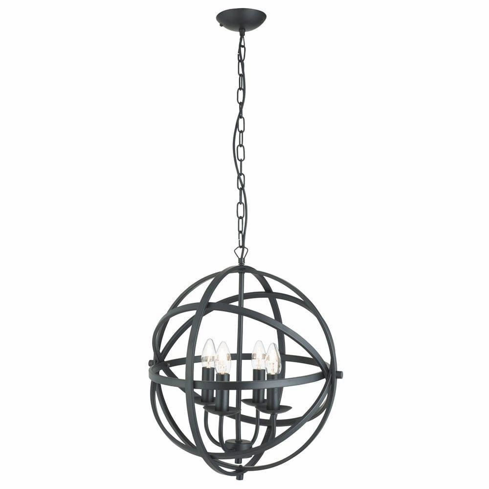 Orbit 4 Light Cage Frame Orb Black Ceiling Pendant minimalist ceiling light