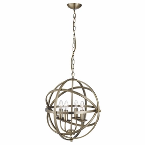 Orbit 4 Light Cage Frame Orb Brass Ceiling Pendant minimalist ceiling light