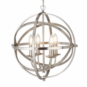 Orbit 4 Light Cage Frame Orb Silver Pendant Searchlight minimalist ceiling light