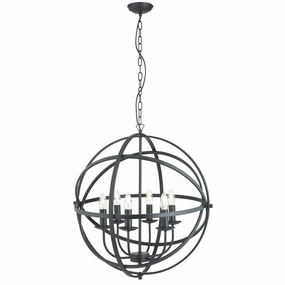 Orbit 6 Light Cage Frame Orb Black Pendant Searchlight minimalist ceiling light