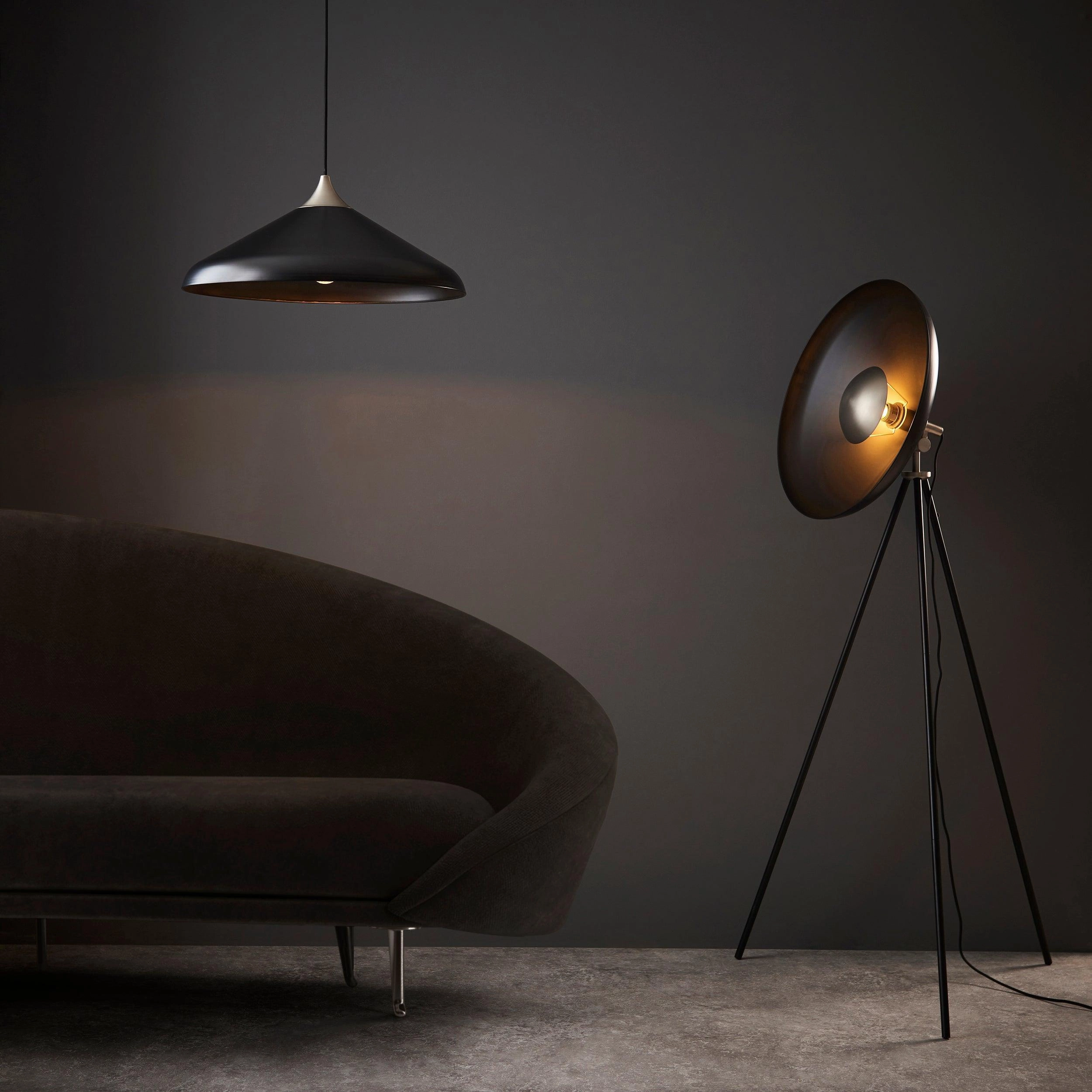 Ovni Black Coned Industrial Pendant Ceiling Light