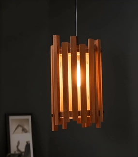 Palisade Brown Wooden Single Hanging Lamp (BULB NOT INCLUDED) contemporary ceiling fixture