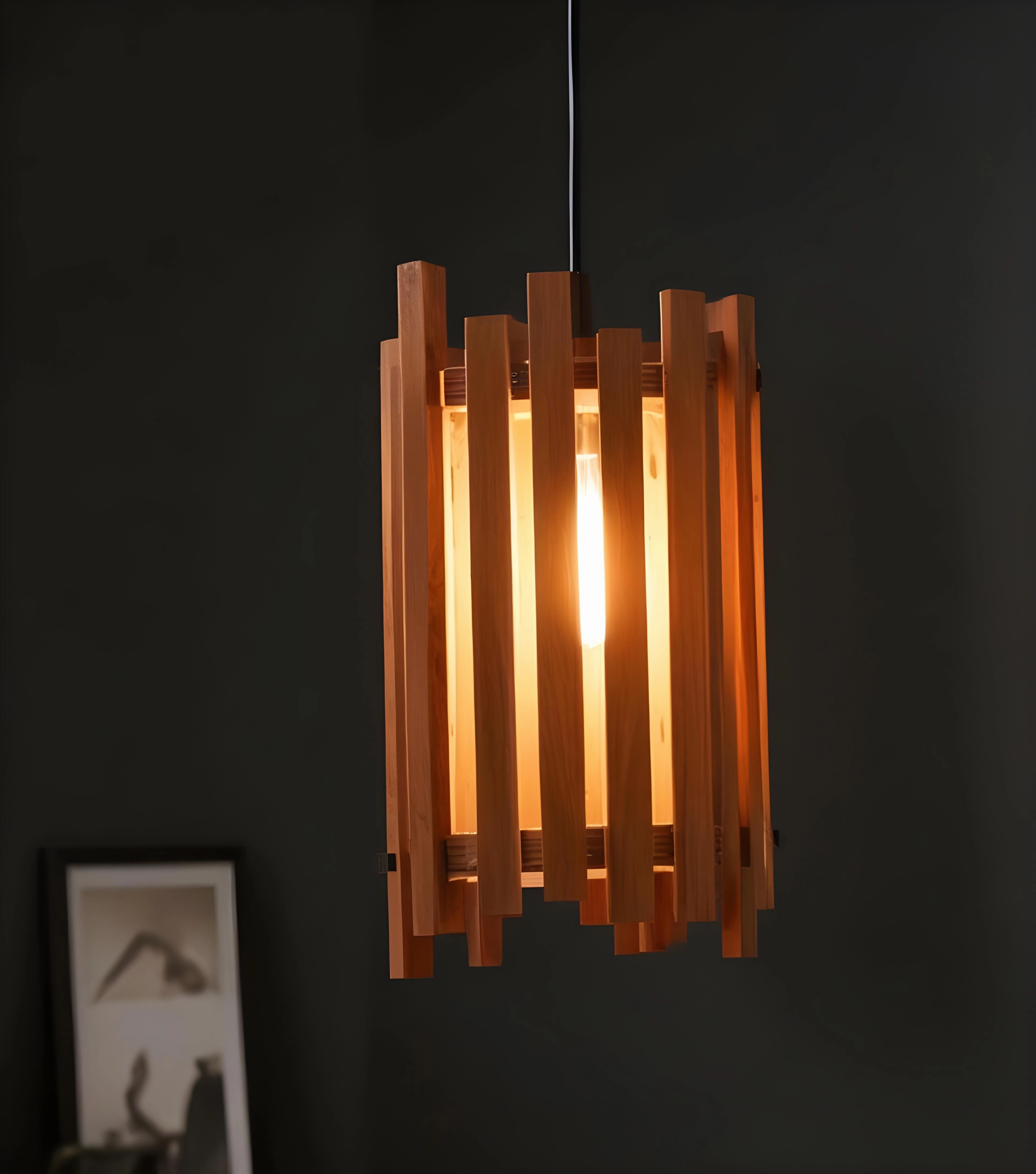 Palisade Brown Wooden Single Hanging Lamp (BULB NOT INCLUDED) contemporary ceiling fixture