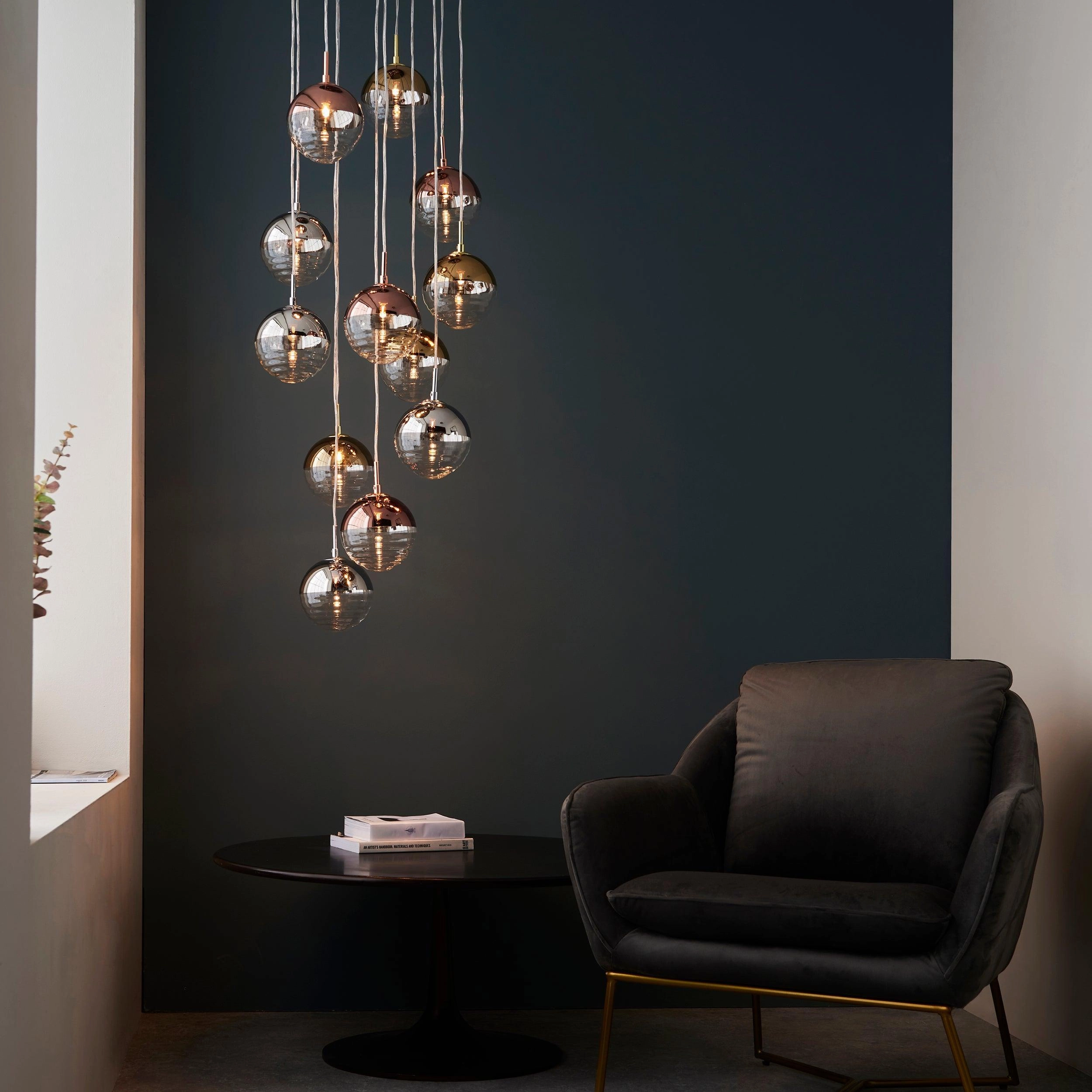 Paloma 12 Light Metallic Cluster Ceiling Pendant