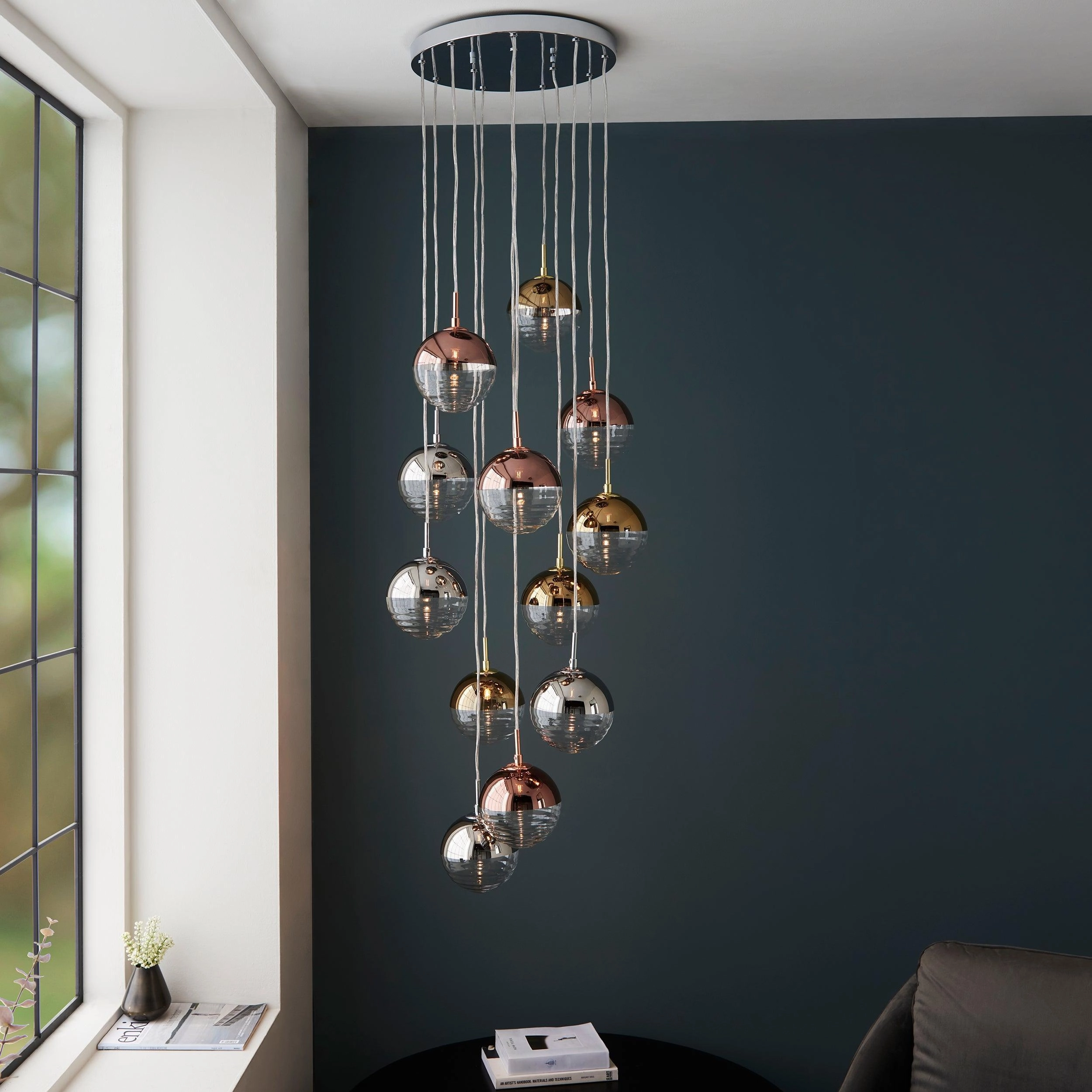 Paloma 12 Light Metallic Cluster Ceiling Pendant