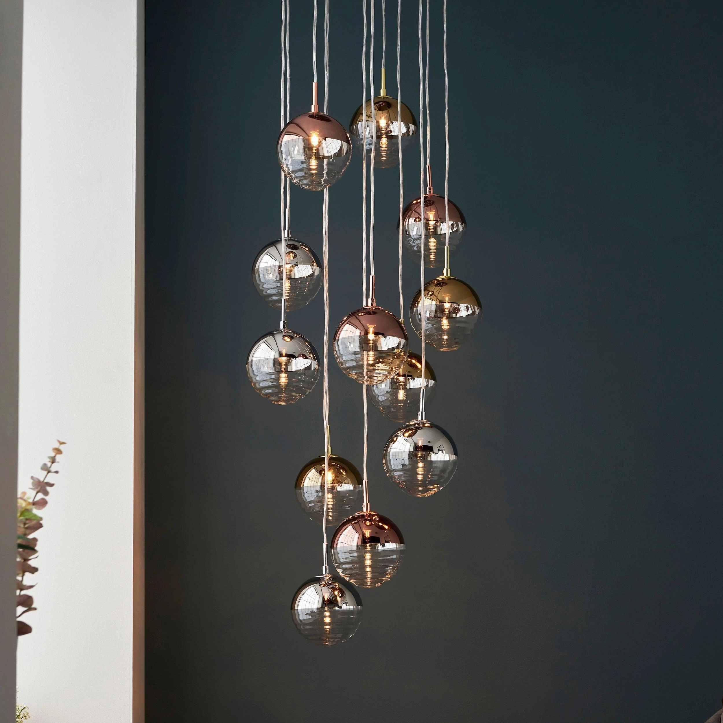 Paloma 12 Light Metallic Cluster Ceiling Pendant