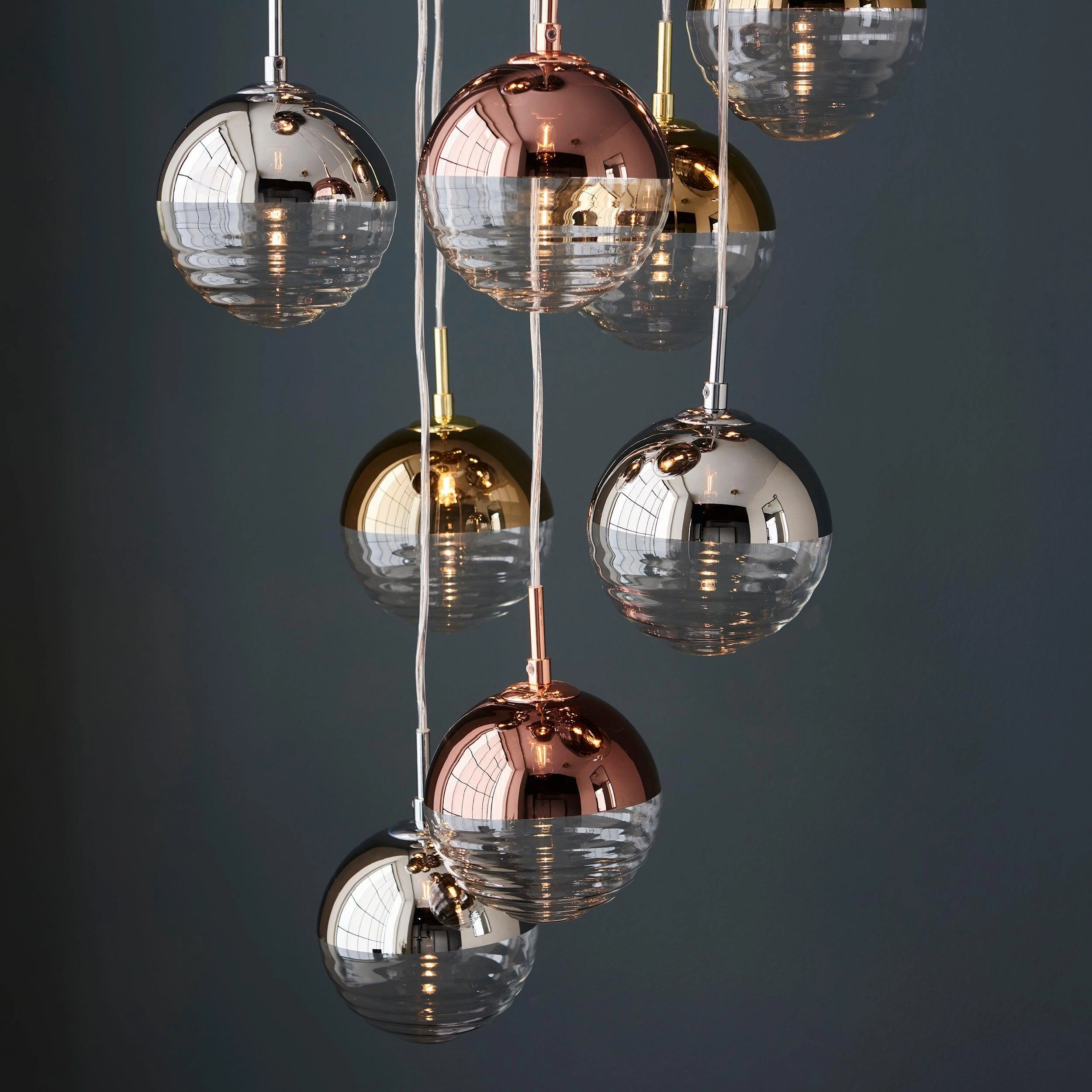 Paloma 12 Light Metallic Cluster Ceiling Pendant