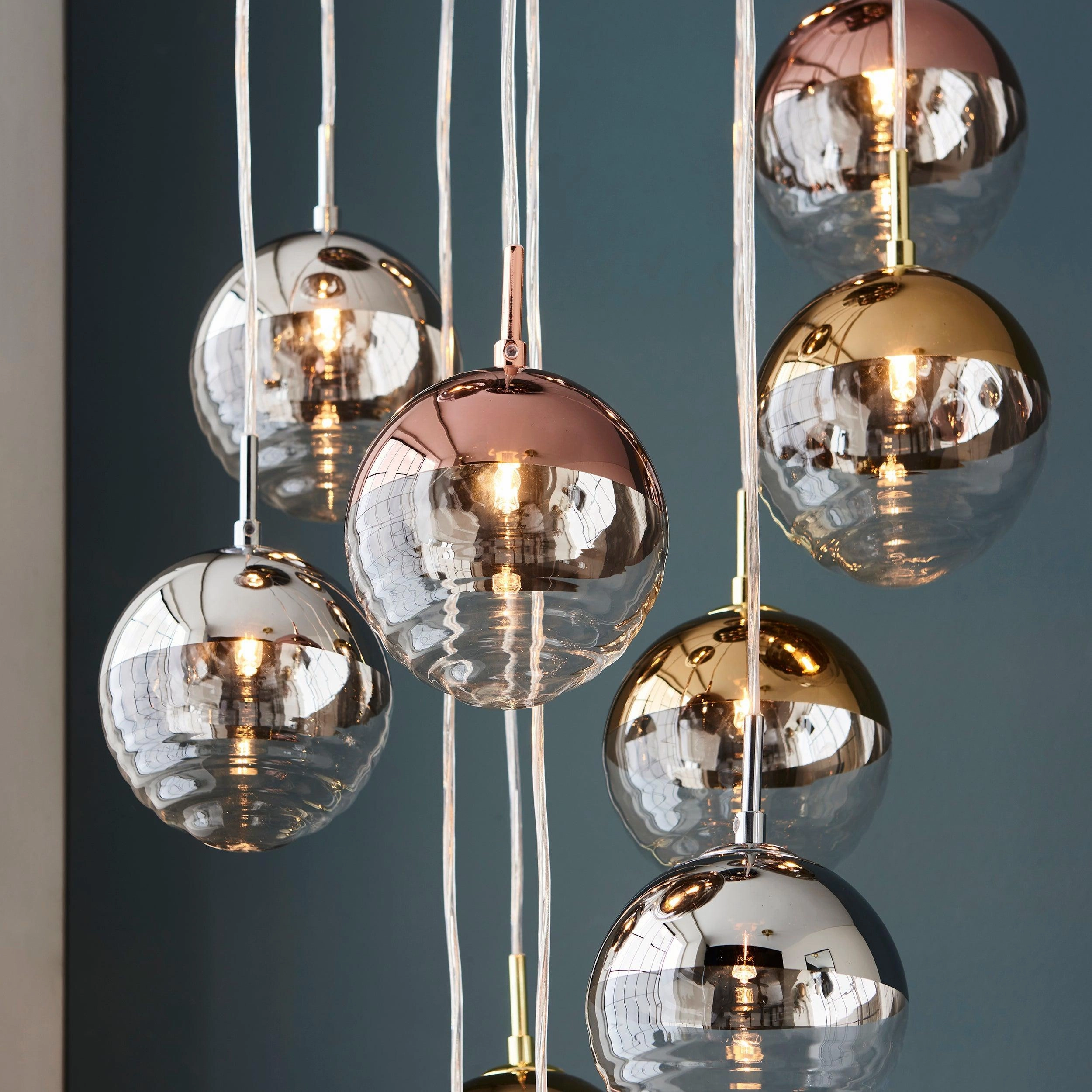 Paloma 12 Light Metallic Cluster Ceiling Pendant