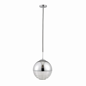 Paloma 1 Light Chrome & Clear Ribbed Glass Ceiling Pendant modern ceiling lamp