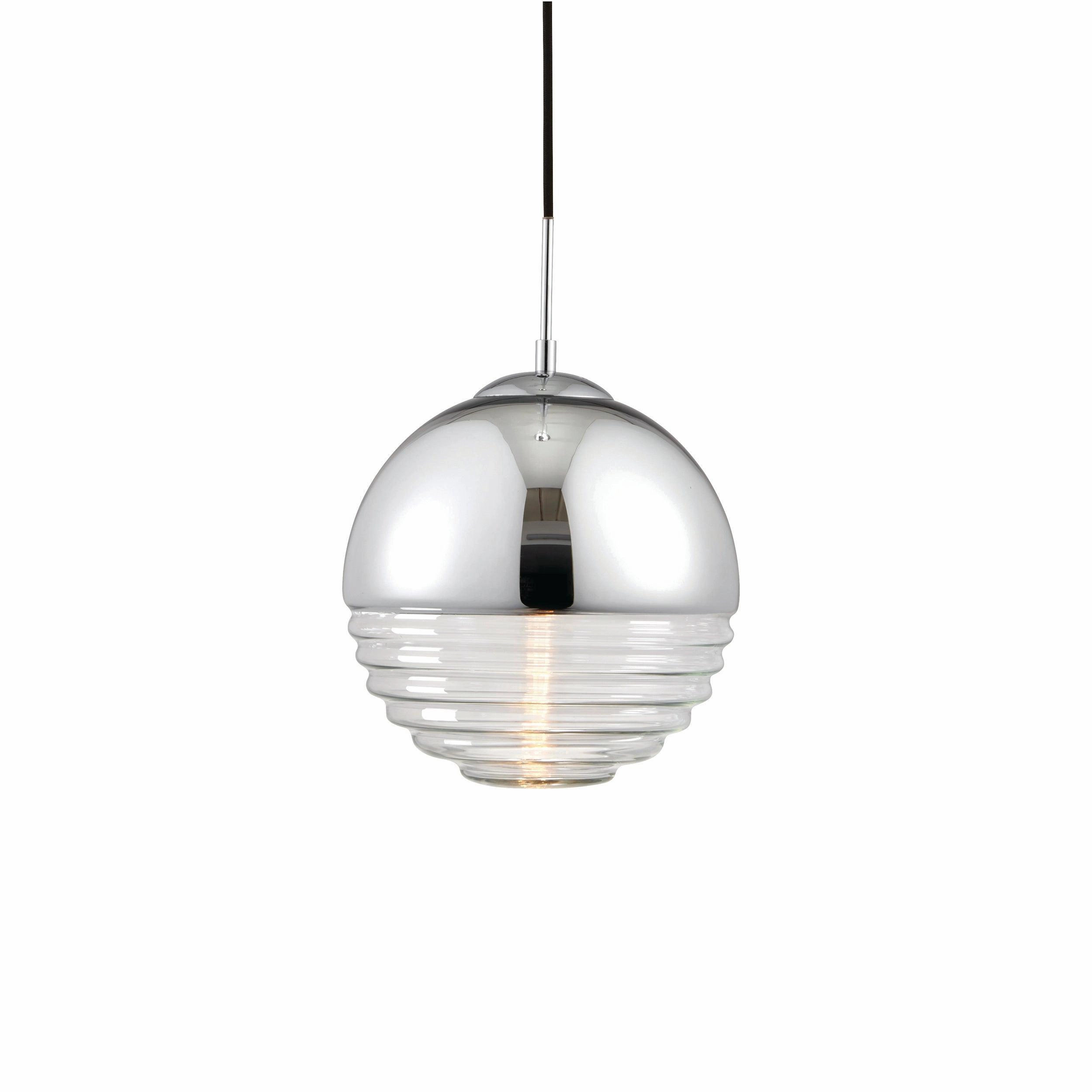 Paloma 1 Light Chrome & Clear Ribbed Glass Ceiling Pendant