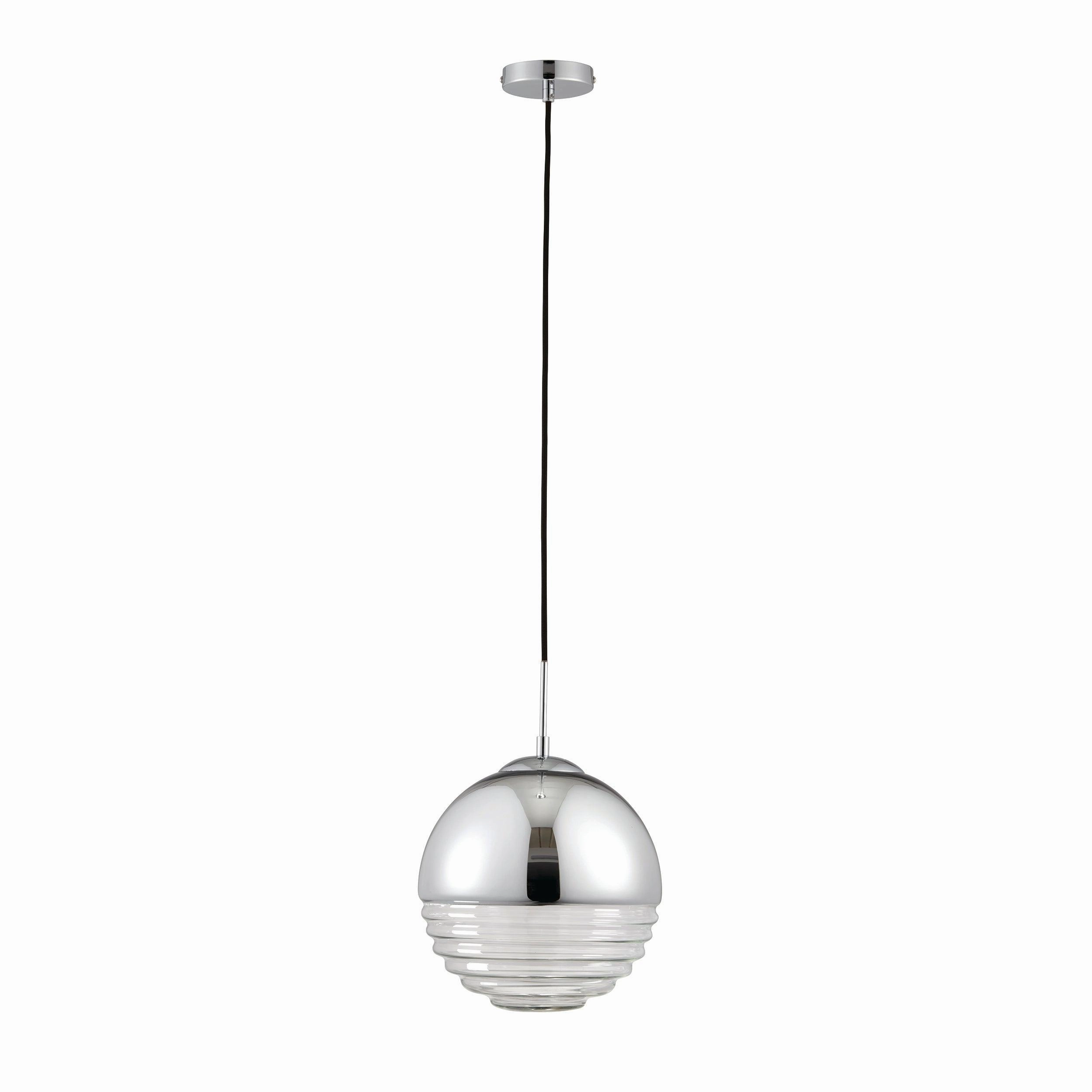 Paloma 1 Light Chrome & Clear Ribbed Glass Ceiling Pendant modern ceiling lamp