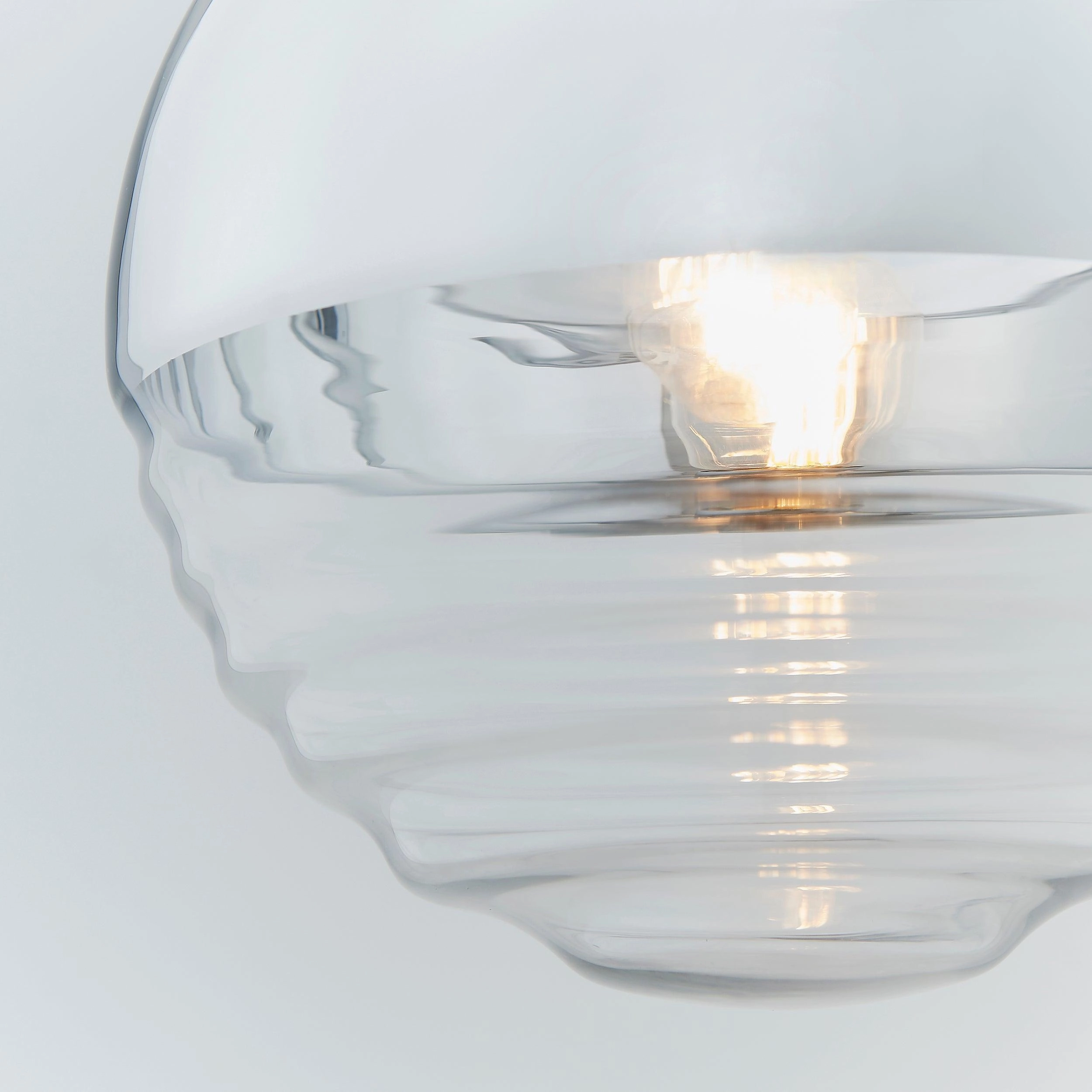 Paloma 1 Light Chrome & Clear Ribbed Glass Ceiling Pendant