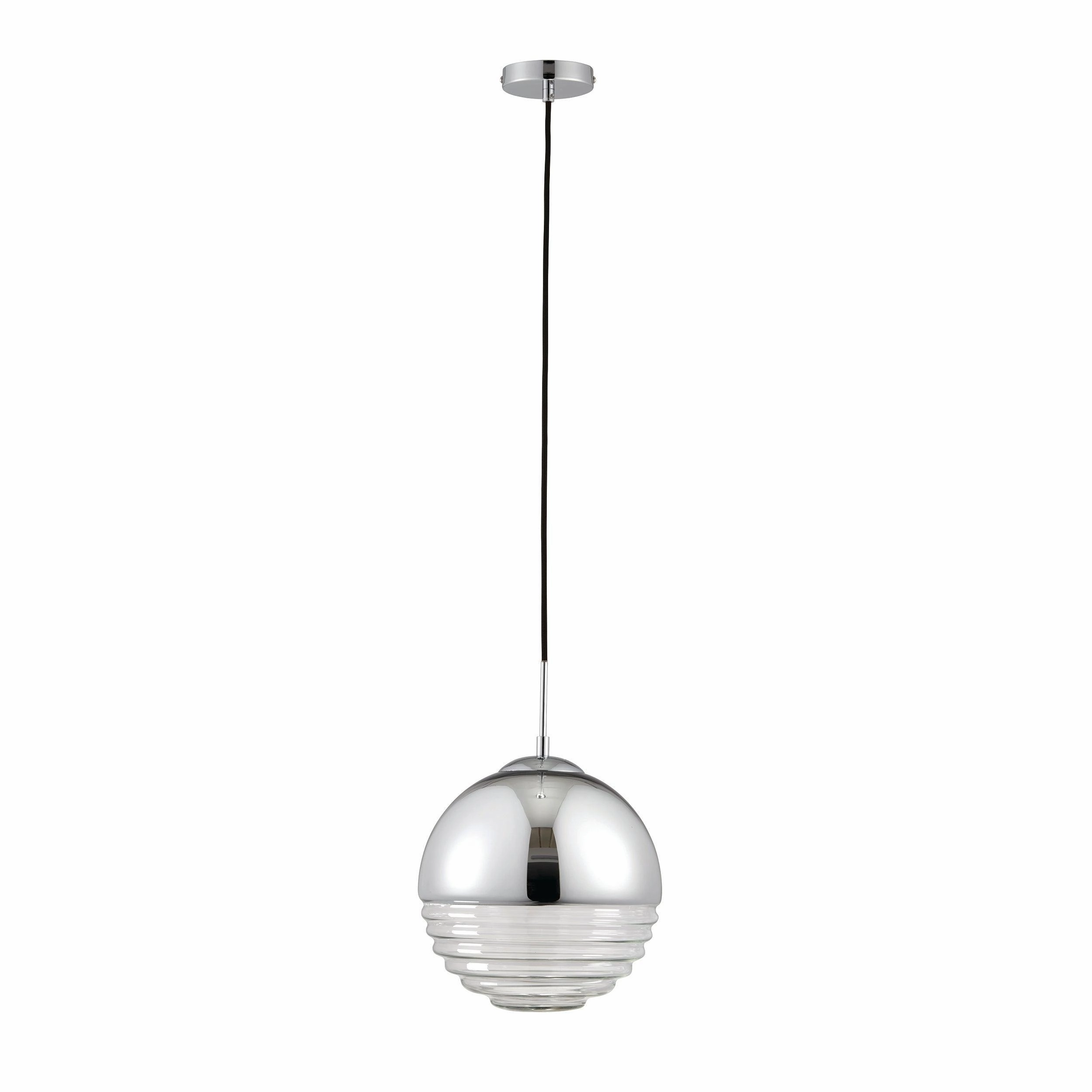 Paloma 1 Light Chrome & Clear Ribbed Glass Ceiling Pendant