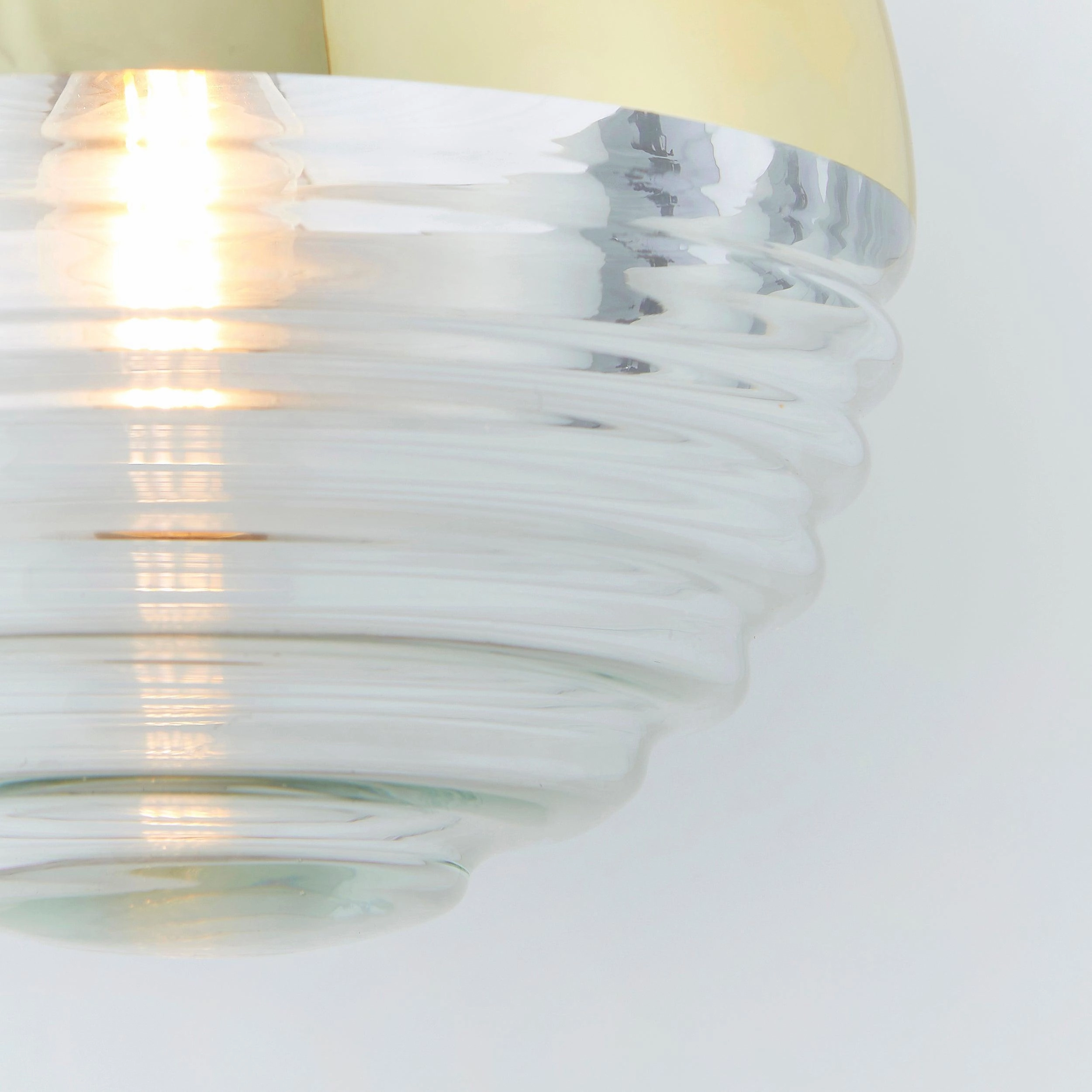 Paloma 1 Light Gold & Clear Ribbed Glass Ceiling Pendant