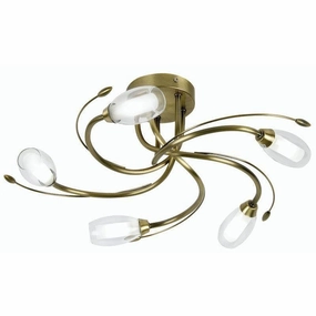 Pandora 5 Light Antique Brass Flush Ceiling Light simple ceiling design light