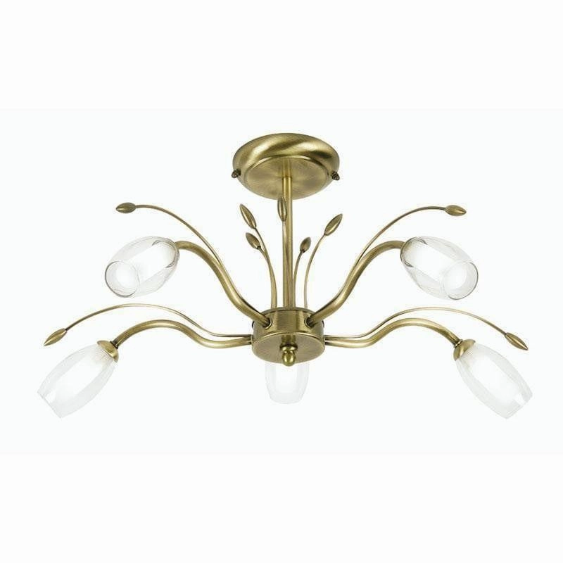 Pandora 5 Light Antique Brass Semi Flush Ceiling Light simple ceiling design light