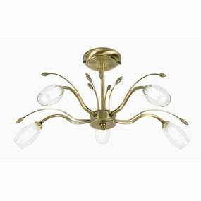 Pandora 5 Light Antique Brass Semi Flush Ceiling Light simple ceiling design light
