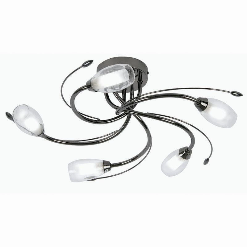 Pandora 5 Light Mirror Black Flush Ceiling Light simple ceiling design light
