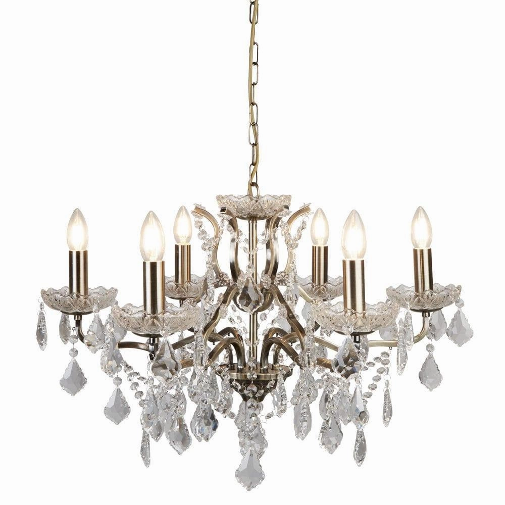 Paris 6 Light Brass/Crystal French Style Chandelier simple ceiling design light