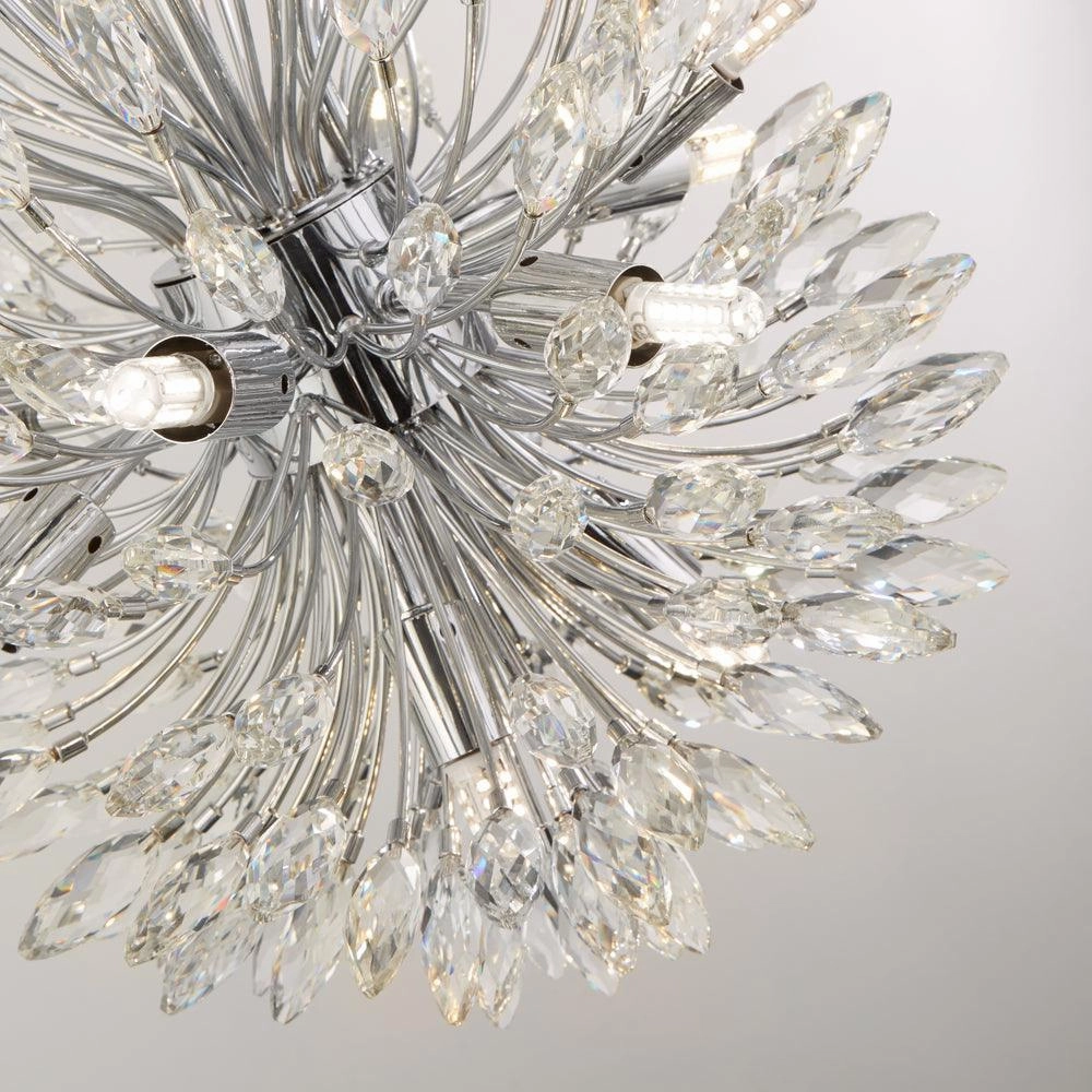 Peacock 14 Light Crystal & Chrome Ceiling Pendant
