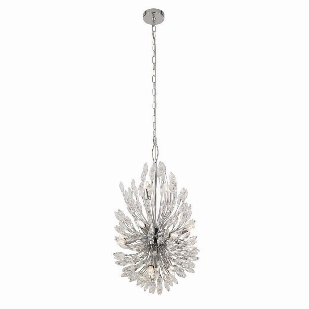 Peacock 14 Light Crystal & Chrome Ceiling Pendant minimalist ceiling light