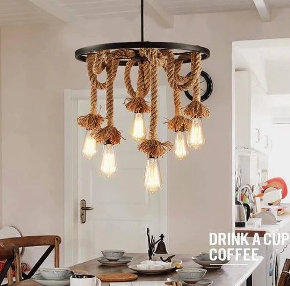 Pendant Hamp Rope Edison Hanging Lights