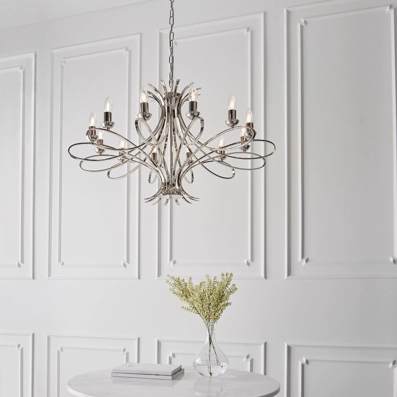 Penn 12 Light Polished Nickel Finish Chandelier