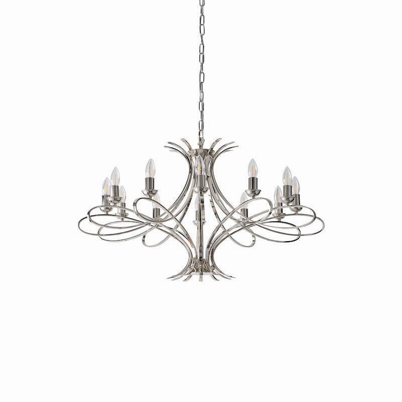 Penn 12 Light Polished Nickel Finish Chandelier