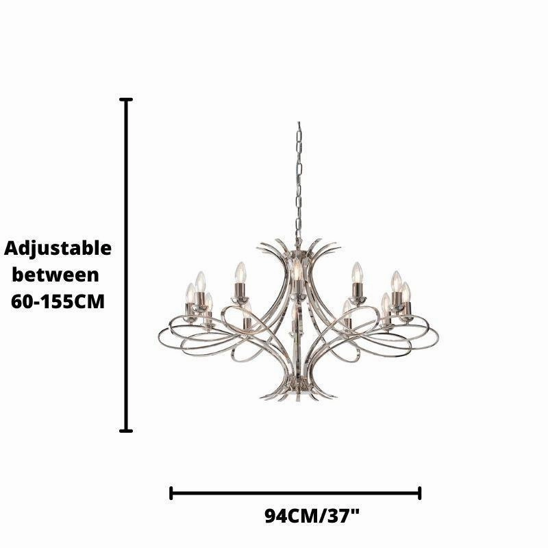 Penn 12 Light Polished Nickel Finish Chandelier