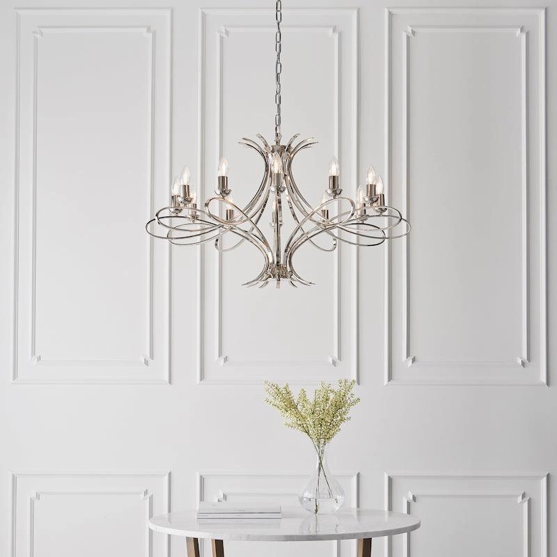 Penn 12 Light Polished Nickel Finish Chandelier