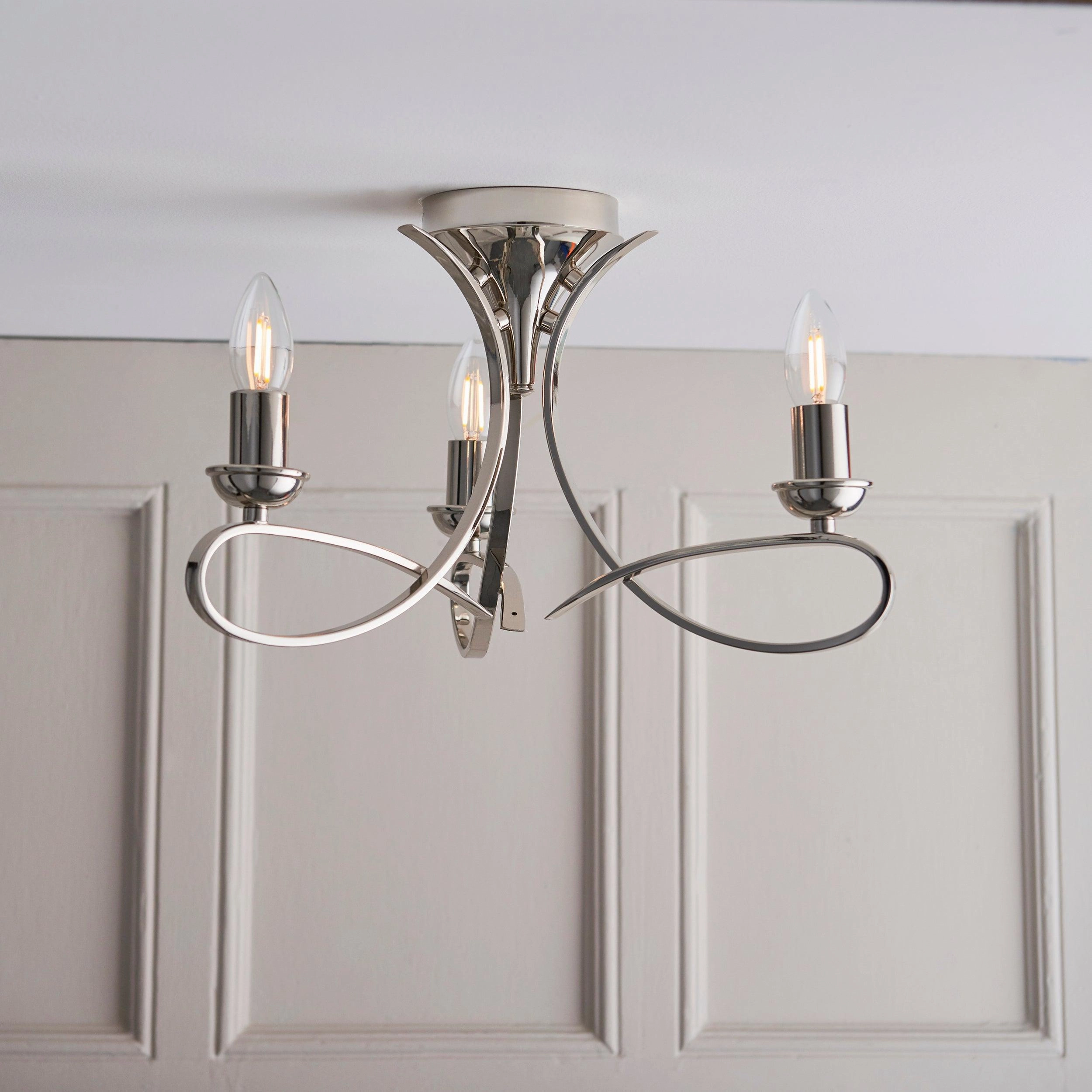 Penn 3 Light Polished Nickel Finish Semi-Flush Light simple ceiling design light