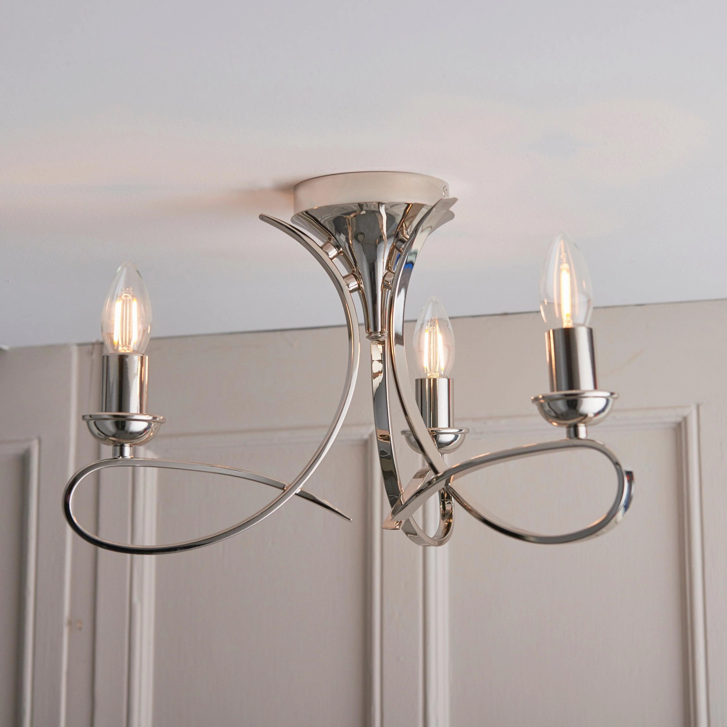 Penn 3 Light Polished Nickel Finish Semi-Flush Light