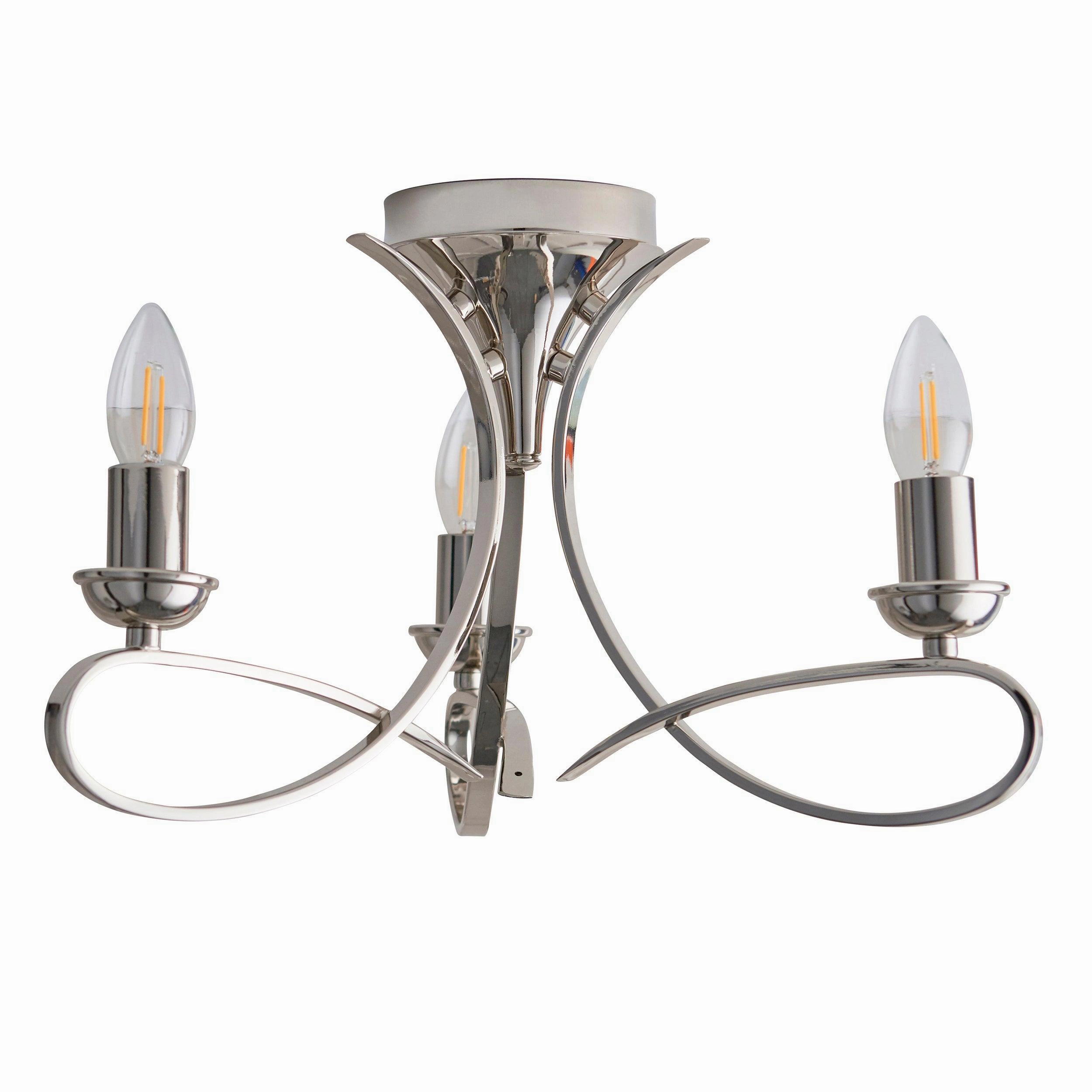 Penn 3 Light Polished Nickel Finish Semi-Flush Light