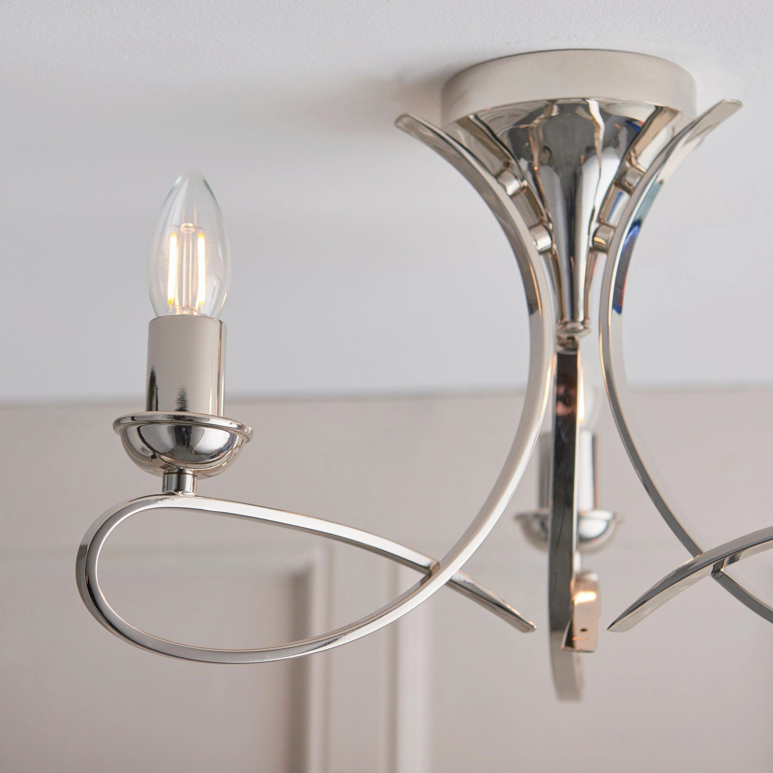 Penn 3 Light Polished Nickel Finish Semi-Flush Light