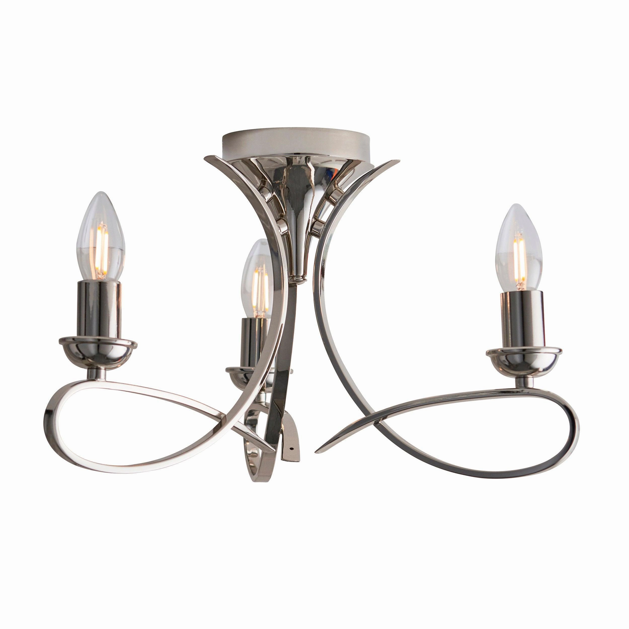 Penn 3 Light Polished Nickel Finish Semi-Flush Light