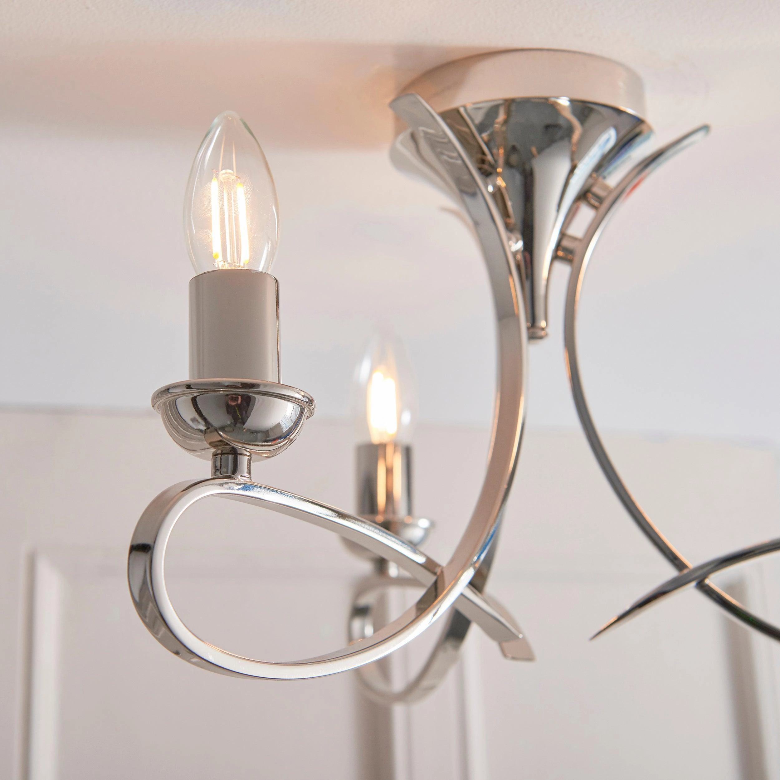 Penn 3 Light Polished Nickel Finish Semi-Flush Light