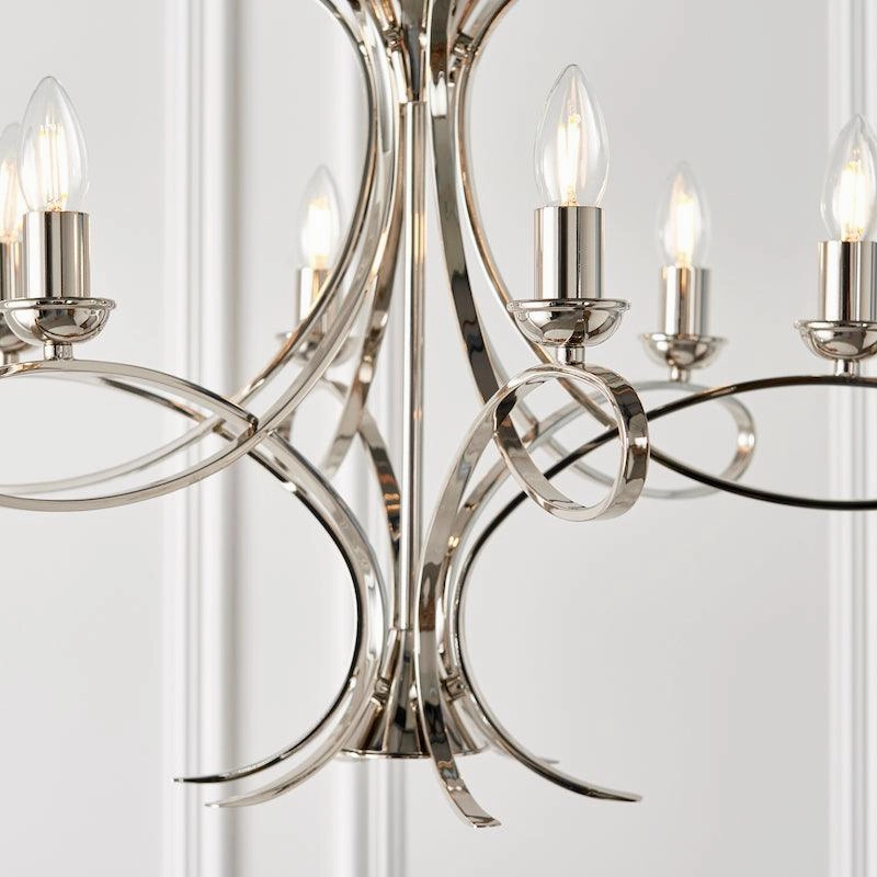 Penn 6 Light Polished Nickel Chandelier Interiors 1900