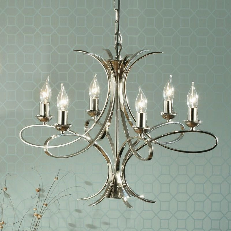 Penn 6 Light Polished Nickel Chandelier Interiors 1900