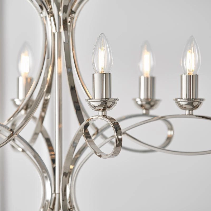Penn 6 Light Polished Nickel Chandelier Interiors 1900