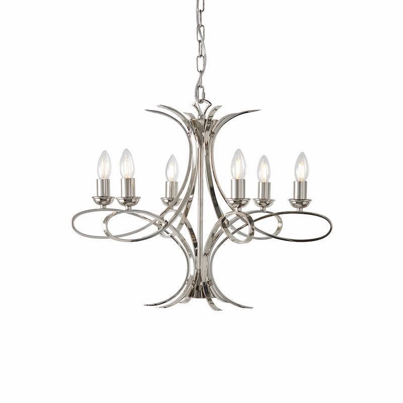 Penn 6 Light Polished Nickel Chandelier Interiors 1900